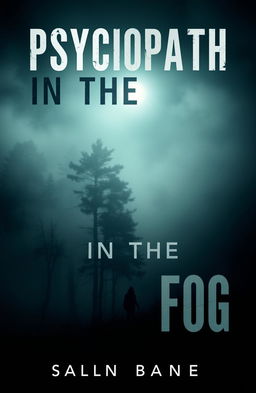 A chilling novel cover design for a psychological thriller titled 'Psychopath in the Fog'
