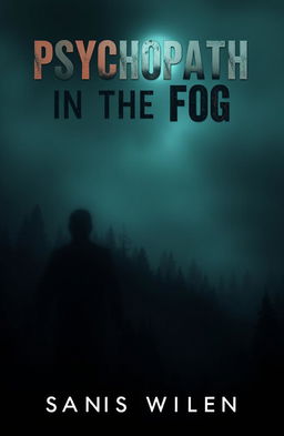 A chilling novel cover design for a psychological thriller titled 'Psychopath in the Fog'