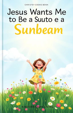 A whimsical and uplifting cover design for a kinder Christian living book titled 'Jesus Wants Me to Be a Sunbeam'