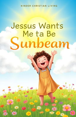 A whimsical and uplifting cover design for a kinder Christian living book titled 'Jesus Wants Me to Be a Sunbeam'