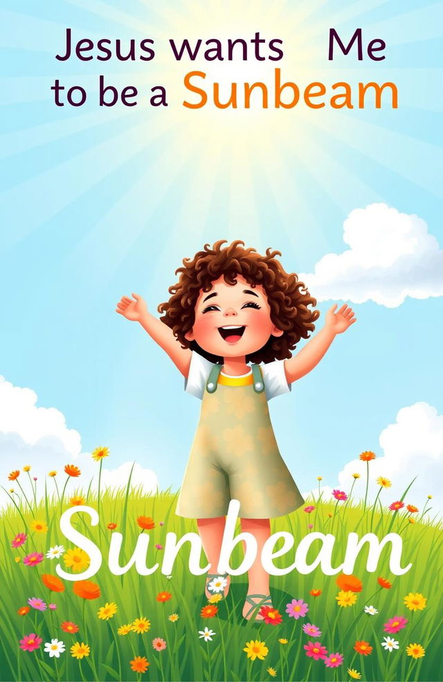 A whimsical and uplifting cover design for a kinder Christian living book titled 'Jesus Wants Me to Be a Sunbeam'