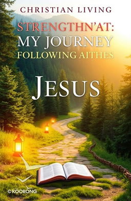 A visually inspiring cover for a Christian Living book titled 'Strengthen My Journey Following Jesus'