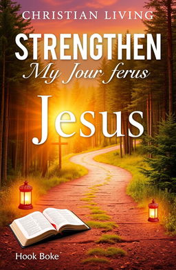 A visually inspiring cover for a Christian Living book titled 'Strengthen My Journey Following Jesus'