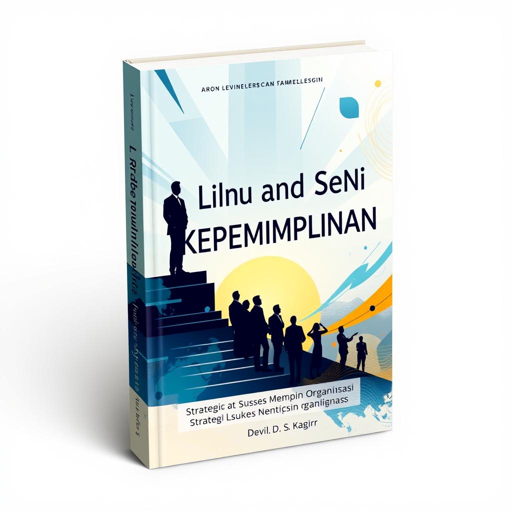 A visually striking book cover design for a title called 'Ilmu dan Seni Kepemimpinan: Strategi Sukses Memimpin Organisasi'