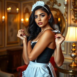 A very attractive 22-year-old Hispanic woman with a curvy yet skinny figure, showcasing her prominent features
