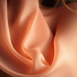A sensual and artistic close-up of an abstract representation of femininity, highlighting delicate textures and soft, warm colors