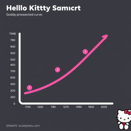 A simple yet informative graphic illustrating a projected growth curve for the Hello Kitty Smart Pal