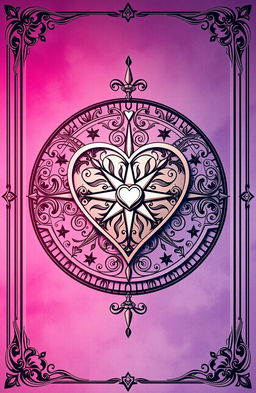 An intricately designed hearts compass, featuring a heart-shaped compass rose at the center, surrounded by ornate swirls and floral patterns