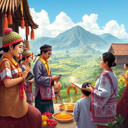 A captivating illustration of Lombok's rich symbolism and tradition, focusing on local rituals that showcase the island's culture