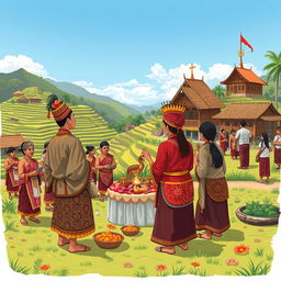 A captivating illustration of Lombok's rich symbolism and tradition, focusing on local rituals that showcase the island's culture