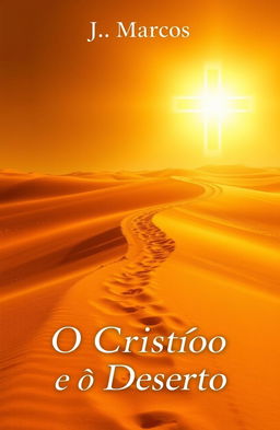 A serene Mediterranean desert landscape featuring a winding path that leads towards a radiant aura shaped like a cross in the background
