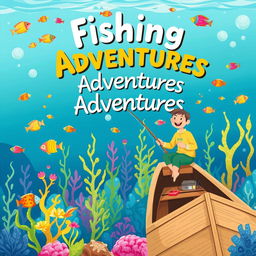 A creative and whimsical illustration for a fishing drawing book cover