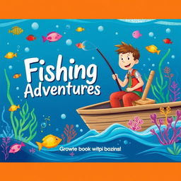 A creative and whimsical illustration for a fishing drawing book cover