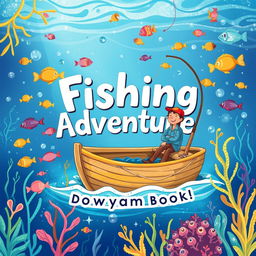 A creative and whimsical illustration for a fishing drawing book cover
