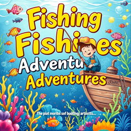A creative and whimsical illustration for a fishing drawing book cover