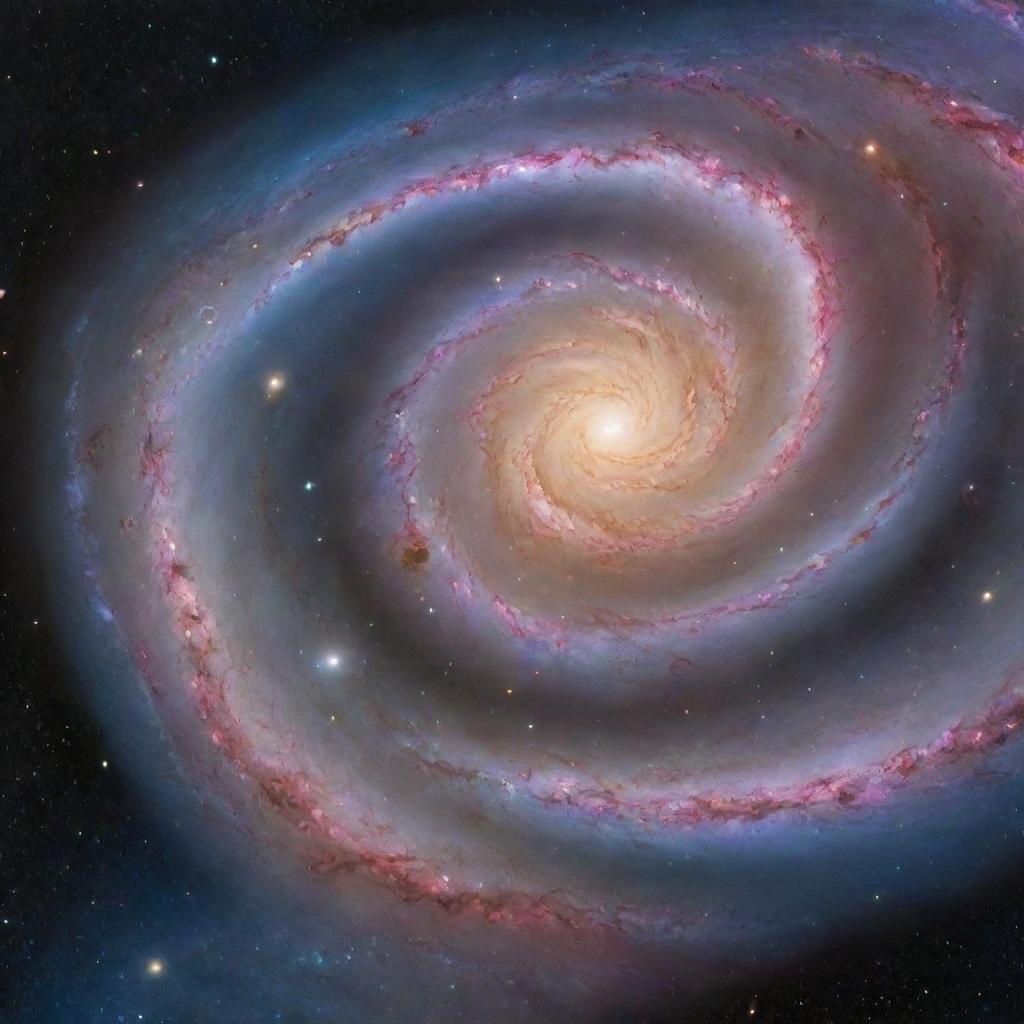 A breathtaking view of a galaxy, featuring vibrant colors, swirling spirals of stars, and distant planets against the backdrop of the infinite cosmos.