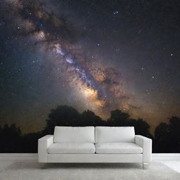 A stunning depiction of our home Milky Way galaxy, with beautifully lit star clusters, nebulas studded amidst a band of stars, all set against the vast expanse of space.