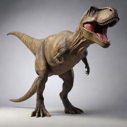 A lifelike image of the formidable T-Rex from Jurassic Park in a dynamic pose, showcasing its immense size and power.