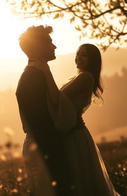 An ethereal, dreamlike scene of love captured in the shadows