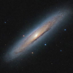 A vivid portrayal of the Andromeda Galaxy, our closest galactic neighbor, showing off luminous star-swept arms, radiant nebulas, and a bright galactic core against the infinite blackness of space.