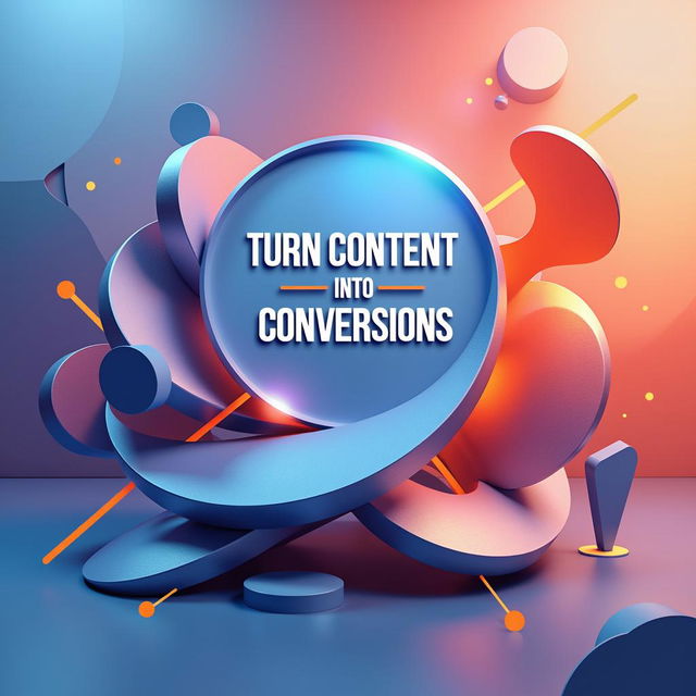 A stunning and professionally designed poster titled "Turn Content Into Conversions" featuring a sleek, modern layout that captivates the viewer's attention