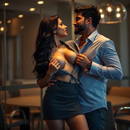 Sensual portrayal of Shraddha Kapoor wearing a stylish short skirt, in a captivating moment of intimacy