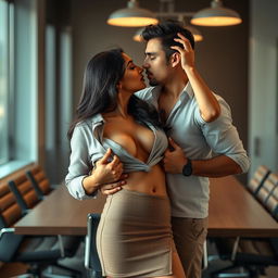 Sensual portrayal of Ruhi Singh in a stylish short skirt, captured in a captivating moment of intimacy
