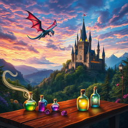 An enchanting book cover design for a magical fantasy novel, filled with vibrant colors and rich details