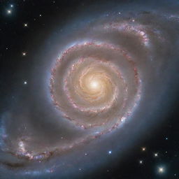 A captivating image of a spiral galaxy, showcasing twisting arms filled with clusters of stars, radiant nebulae, and a bright central bulge against the profound infinity of space.