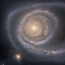 A captivating image of a spiral galaxy, showcasing twisting arms filled with clusters of stars, radiant nebulae, and a bright central bulge against the profound infinity of space.