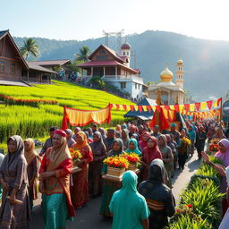 A vibrant celebration of Maulid Nabi in the traditional village of Bayan, North Lombok