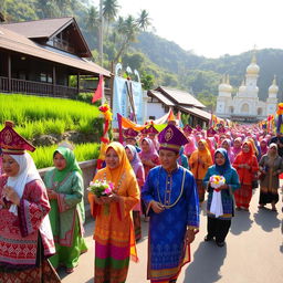 A vibrant celebration of Maulid Nabi in the traditional village of Bayan, North Lombok