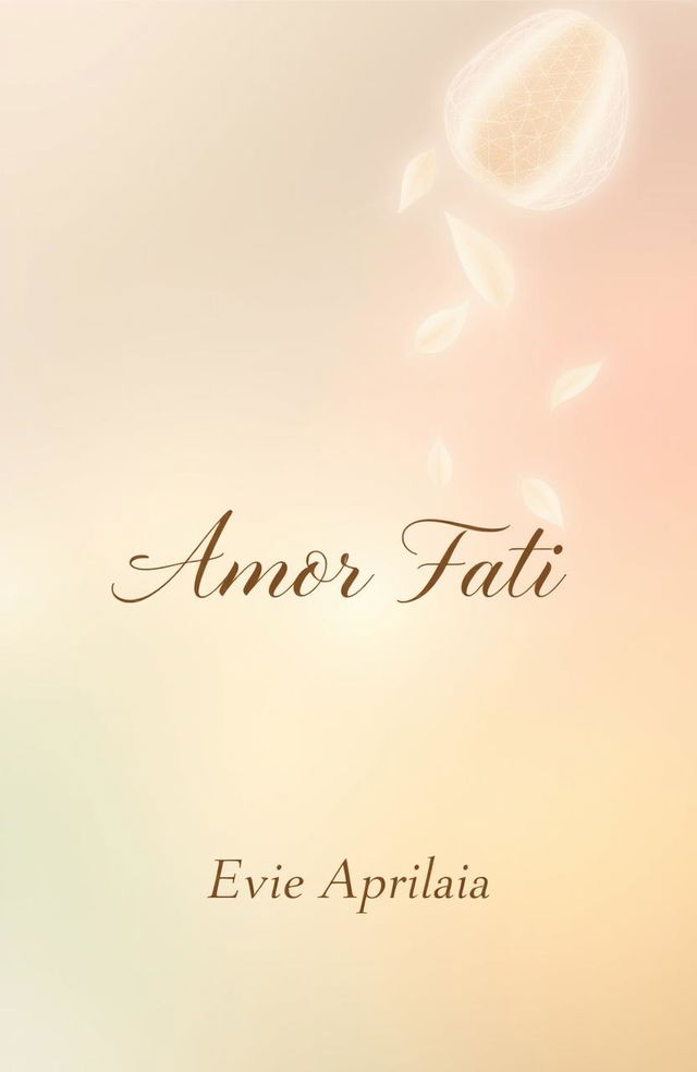 A serene and poetic illustration titled "Amor Fati", featuring gently falling kapok fluff (kapuk randu) with a soft transparency effect to convey a light and flowing motion