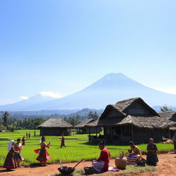 A picturesque scene depicting the rich traditions of Bayan village in North Lombok, Indonesia