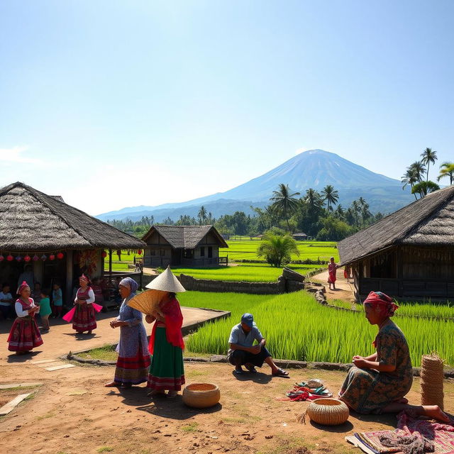 A picturesque scene depicting the rich traditions of Bayan village in North Lombok, Indonesia