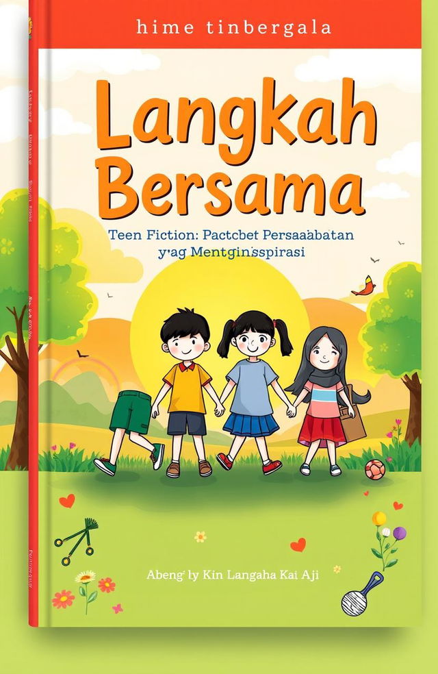 An illustrated book cover for a teen fiction titled 'Langkah Bersama: Cerita Persahabatan yang Menginspirasi'