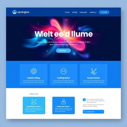 A sleek and modern webpage design featuring a clean layout with a header that includes a logo on the left side and navigation links on the right
