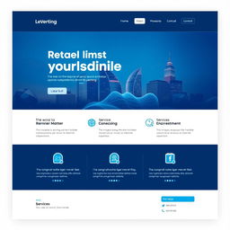 A sleek and modern webpage design featuring a clean layout with a header that includes a logo on the left side and navigation links on the right