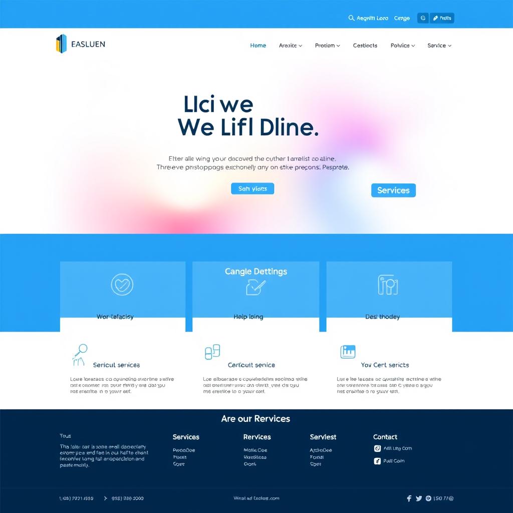 A sleek and modern webpage design featuring a clean layout with a header that includes a logo on the left side and navigation links on the right