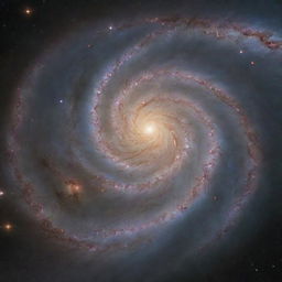 An imposing depiction of the largest known galaxy, resplendent with majestic spiral arms sprawling with countless star systems, gargantuan nebulas, and a luminous core that outshines anything in the vast cosmos.