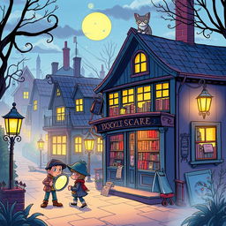 An enchanting comic book cover design for a Mystery/Thriller genre, featuring whimsical and captivating elements
