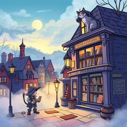 An enchanting comic book cover design for a Mystery/Thriller genre, featuring whimsical and captivating elements
