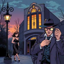 An enchanting comic book cover design for an Adult Mystery/Thriller, featuring a captivating blend of intrigue and charm