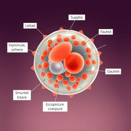 An educational illustration of an immature eosinophil cell, portrayed in a high-resolution, detailed scientific context