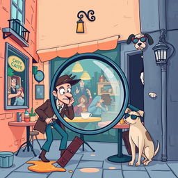 An enchanting Mystery/Thriller book cover design with an illustration style that incorporates a touch of comedy