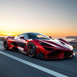 A stunning hypercar that seamlessly combines the sleek design of a Corvette, the aerodynamic elegance of a Porsche GT3, the fierce aggression of a Ferrari with a 12-cylinder engine, and the powerful aesthetics of a Lamborghini SVJ