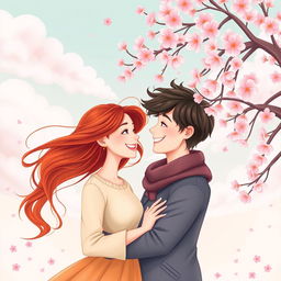 A whimsical and enchanting book cover design illustrating a charming couple in love, radiating joy and affection