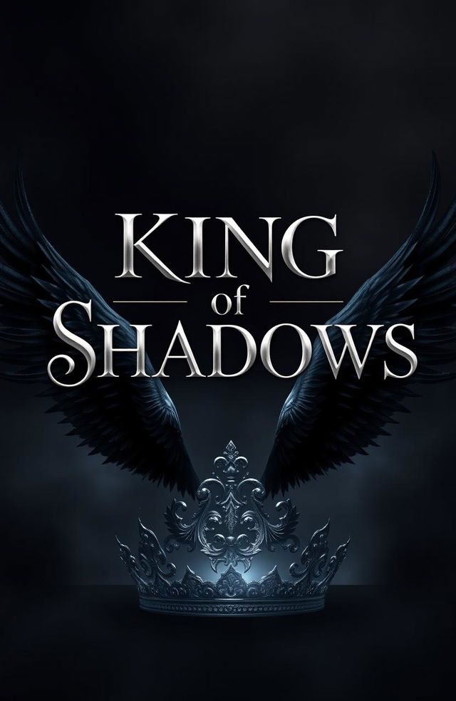 A digital artwork featuring the title 'King of Shadows' prominently displayed in a bold and elegant font