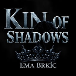 A captivating digital artwork featuring the title 'King of Shadows' rendered in stunning silver metallic letters that shimmer with a reflective quality