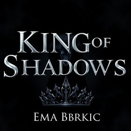A stunning book cover design featuring the title 'King of Shadows' in elegant silver metallic letters that catch the light beautifully